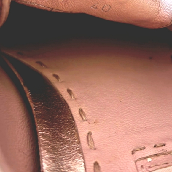 MIU MIU Gold Glitter Sparkle Silver Studs Toe Lace Up Flat Luxury Sneakers 40 - Picture 15 of 16